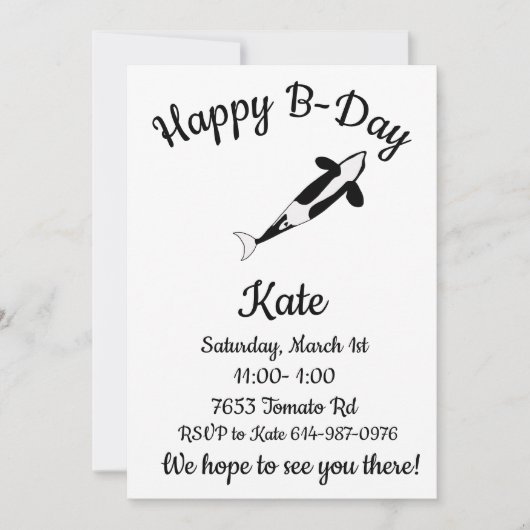 Happy B-day Orka Whale Kaart (Voorkant)