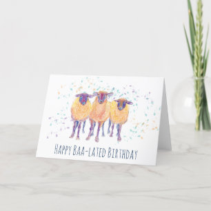 Happy Baa-lated Birthday Sheep Kaart