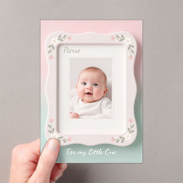 Happy Baby Floral Pink Green Frame Acryl Uitnodigingen
