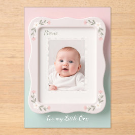 Happy Baby Floral Pink Green Frame Acryl Uitnodigingen