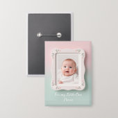 Happy Baby Floral Pink Green Frame Button (Voorkant / Achterkant)