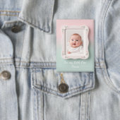 Happy Baby Floral Pink Green Frame Button (Insitu)
