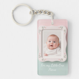 Happy Baby Floral Pink Green Frame Sleutelhanger