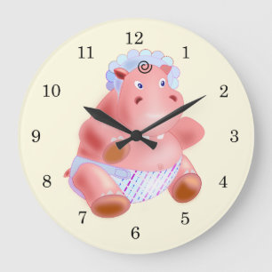 Happy Baby Hippo Wandklok - Grote Klok