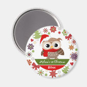 Happy Baby Uil 1e Kerstmagneet Magneet (Voorkant / Achterkant)