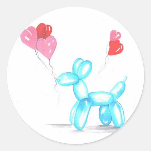 Happy Balloon Dog Ronde Sticker (Voorkant)