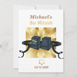 Happy Bar Mitzvah 20XX Gold Decorative Invitation Kaart