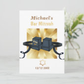 Happy Bar Mitzvah 20XX Gold Invitation décorative (Debout devant)