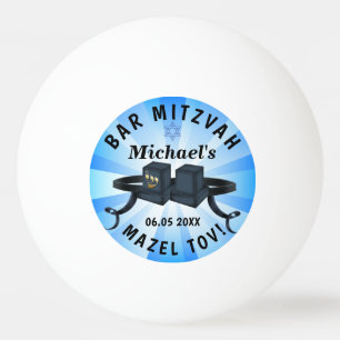 Happy Bar Mitzvah 20XX Party Blue personaliseert Pingpongballen