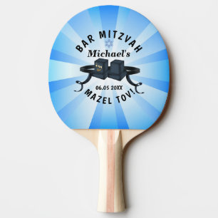 Happy Bar Mitzvah 20XX Party Blue personaliseert Tafeltennisbatje