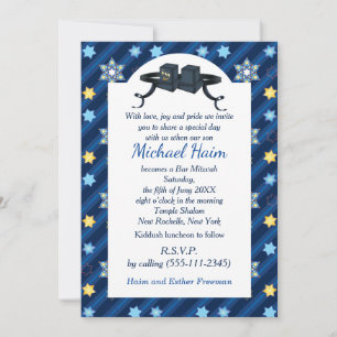 Happy Bar Mitzvah 20XX Tefillin Blauw Ster Modern Kaart