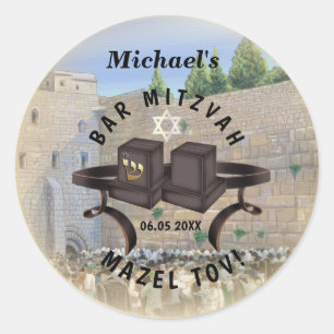 Happy Bar Mitzvah Jerusalem Kotel Westerne Muur Ronde Sticker