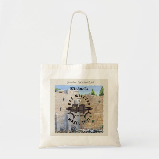Happy Bar Mitzvah Jerusalem Kotel Westerne Muur Tote Bag (Voorkant)