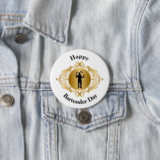 Happy Bartender Day Button voor mannelijke Bartend (In situ)