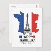 Happy Bastille Day Frankrijk Briefkaart (Voorkant / Achterkant)