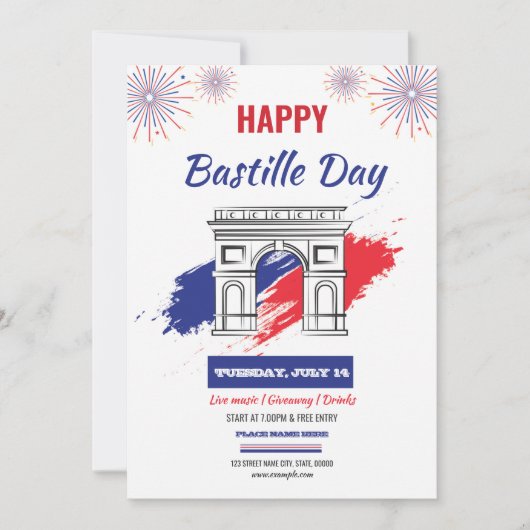 Happy Bastille Day Sjabloon Kaart (Voorkant)
