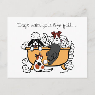 Happy Bath Time Black Labrador Cartoon Briefkaart