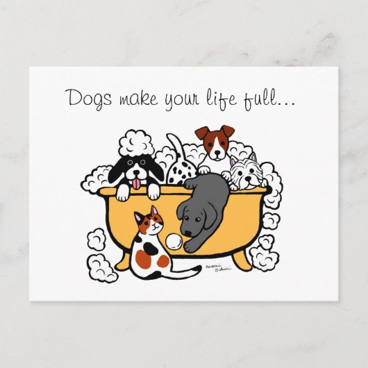 Happy Bath Time Black Labrador Cartoon Briefkaart (Voorkant)