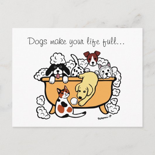 Happy Bath Time Yellow Labrador Cartoon Briefkaart (Voorkant)