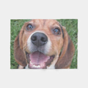 Happy Beagle Smiling Fleece Blanket