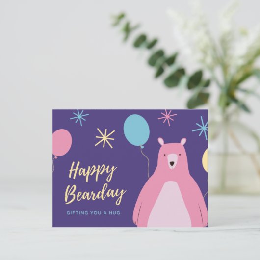 Happy Bearday - Funny Briefkaart (Staand voorkant)