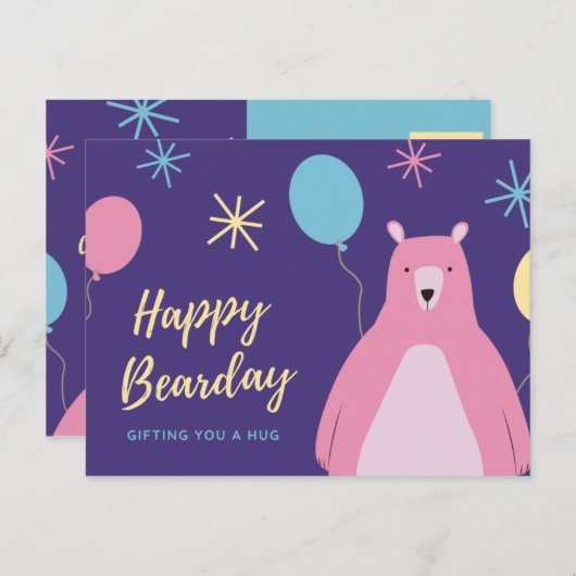 Happy Bearday - Funny Briefkaart (Voorkant / Achterkant)