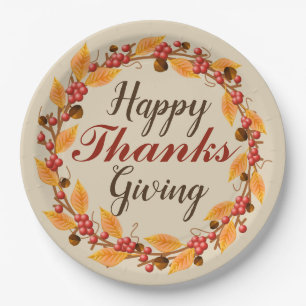 Happy Bedankt geven Herfst herfst lekken adem Papieren Bordje