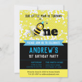 Happy Bee 1er Anniversaire Invitation avec photo (Devant)