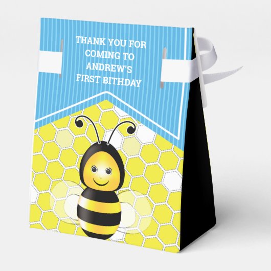 Happy bee 1st Birthday Party Favor Box Bedankdoosjes (Achterkant)