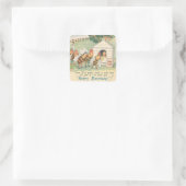  Happy Bee Birthday Vierkante Sticker (Tas)