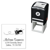 Happy Bee Buzzing Around Address Zelfinktende Stempel (In situ)