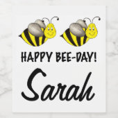 Happy bee Day Bday Bumblebee Aangepaste verjaardag Wijn Etiket (Enkel label)