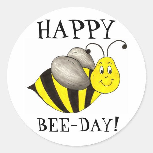 Happy bee Day Bday Bumblebee Birthday Honeybee Ronde Sticker (Voorkant)