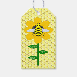 Happy bee Day Birthday Bumblebee Aangepast Cadeaulabel