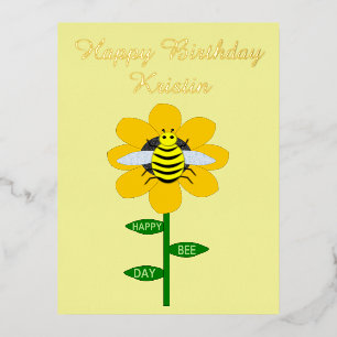 Happy bee Day Birthday Bumblebee Aangepast Folie Feestdagen Briefkaart