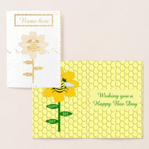 Happy bee Day Birthday Bumblebee Aangepast Folie Kaarten