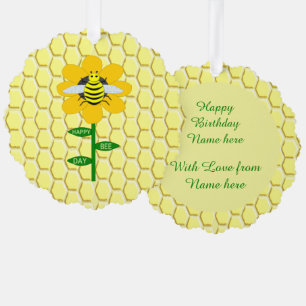 Happy bee Day Birthday Bumblebee Aangepast Ornament Kaart
