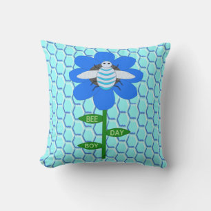 Happy bee Day Boy Blue Birthday Bumblebee Buitenkussen