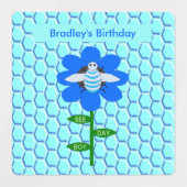 Happy bee Day Boy Blue Birthday Bumblebee Custom Labels (Design 2)