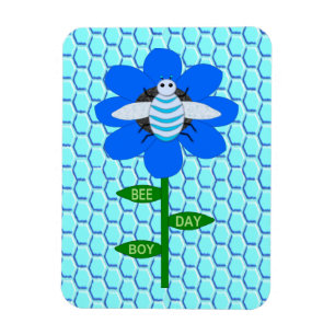 Happy bee Day Boy Blue Birthday Bumblebee Magneet