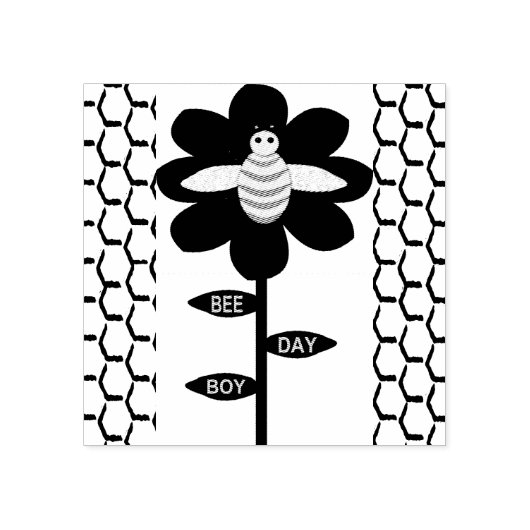 Happy bee Day Boy Blue Birthday Bumblebee Rubberstempel (Afrduk)