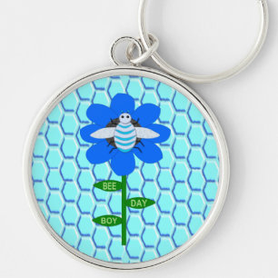 Happy bee Day Boy Blue Birthday Bumblebee Sleutelhanger