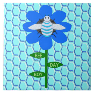 Happy bee Day Boy Blue Birthday Bumblebee Tegeltje