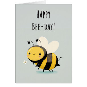 Happy Bee Day Cute Bumblebee Birthday Kaart