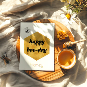 Happy Bee Day Folie Honingraat Verjaardag Kaart
