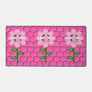 Happy bee Day Girl Pink Birthday Bumblebee Bureaumat