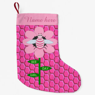 Happy bee Day Girl Pink Birthday Bumblebee Custom Kleine Kerstsok