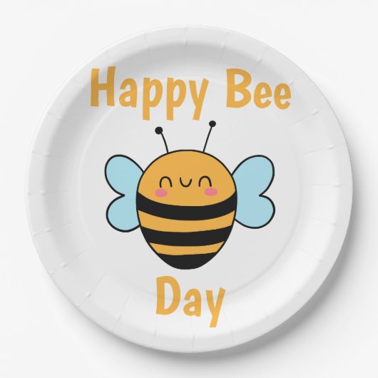 Happy Bee Day Papieren Bordje (Voorkant)