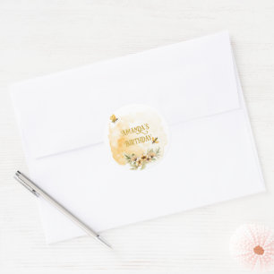 Happy Bee-day Waterverf Verjaardagsfeest Ronde Sticker