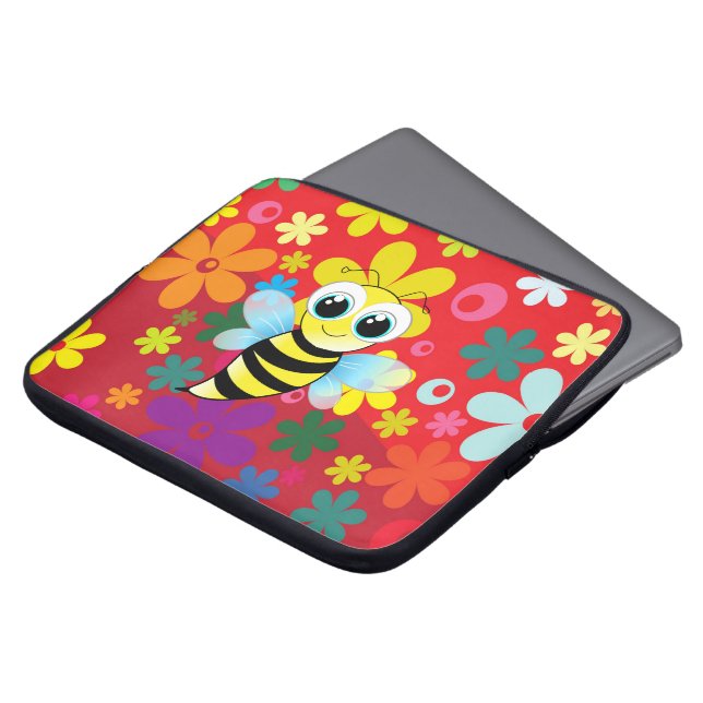 Happy bee laptop sleeve (Voorkant top)